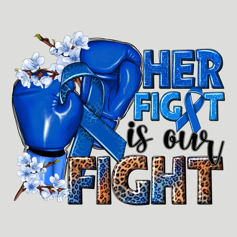 Her Fight Is Our Fight Colon Cancer Blue Ribbon Zipper Hoodie by NancyCooperArtShop | Teevron