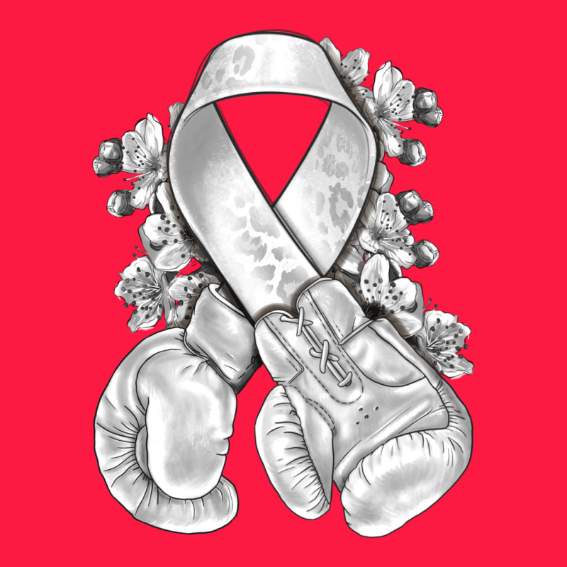 Lung Cancer White Ribbon With Boxing Gloves Zipper Hoodie by NancyCooperArtShop | Teevron