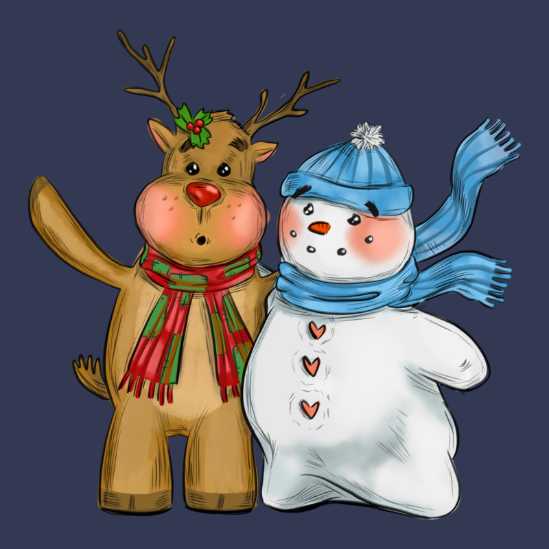 Christmas Reindeer Snowman Heavyweight Hoodie by CowGirlArtShop | Teevron