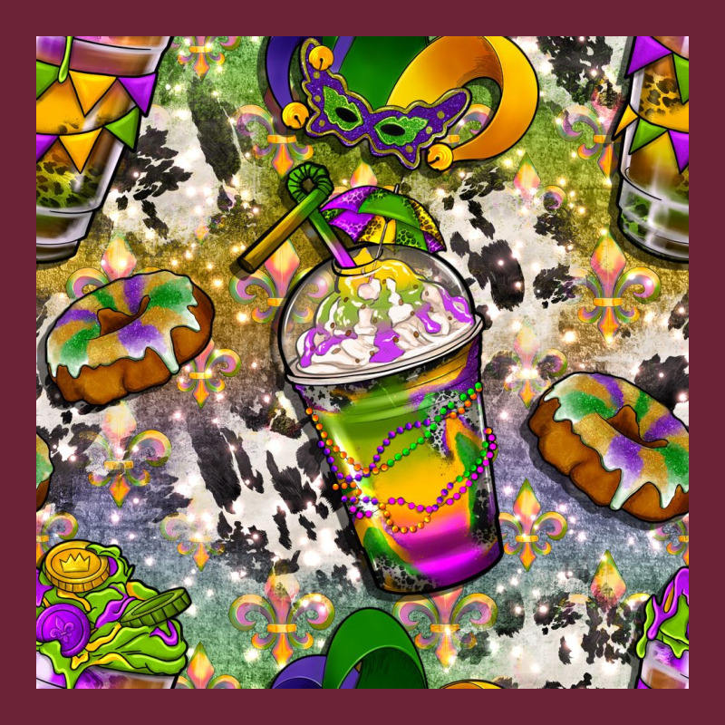 Mardi Gras Coffee Cups And Donut With Cowhide Long Sleeve Tee by BundleAndBundleShop | Teevron