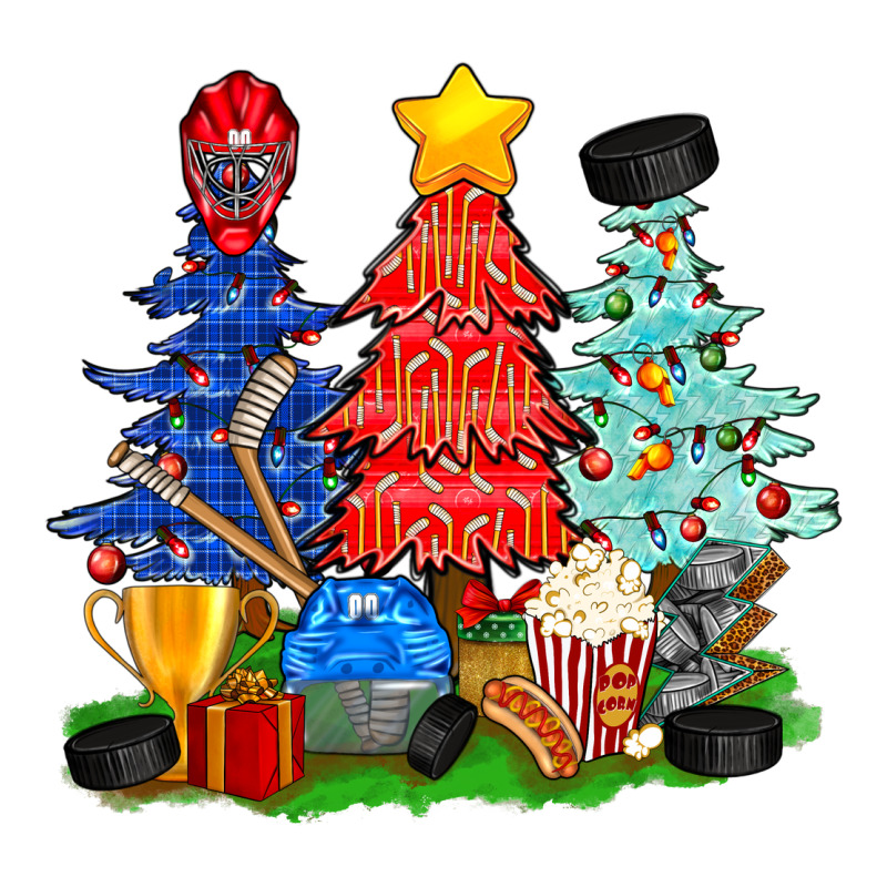 Christmas With Ice Hockey Trees Long Sleeve Tee by BundleAndBundleShop | Teevron