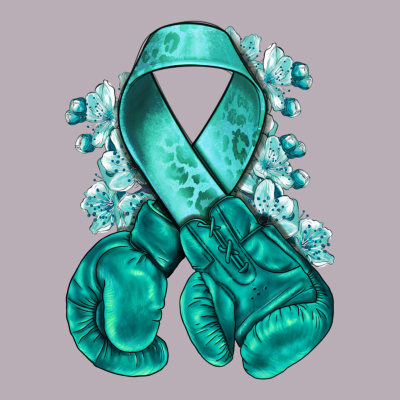 Ovarian Cancer Teal Ribbon With Boxing Gloves Vintage Tee by NancyCooperArtShop | Teevron