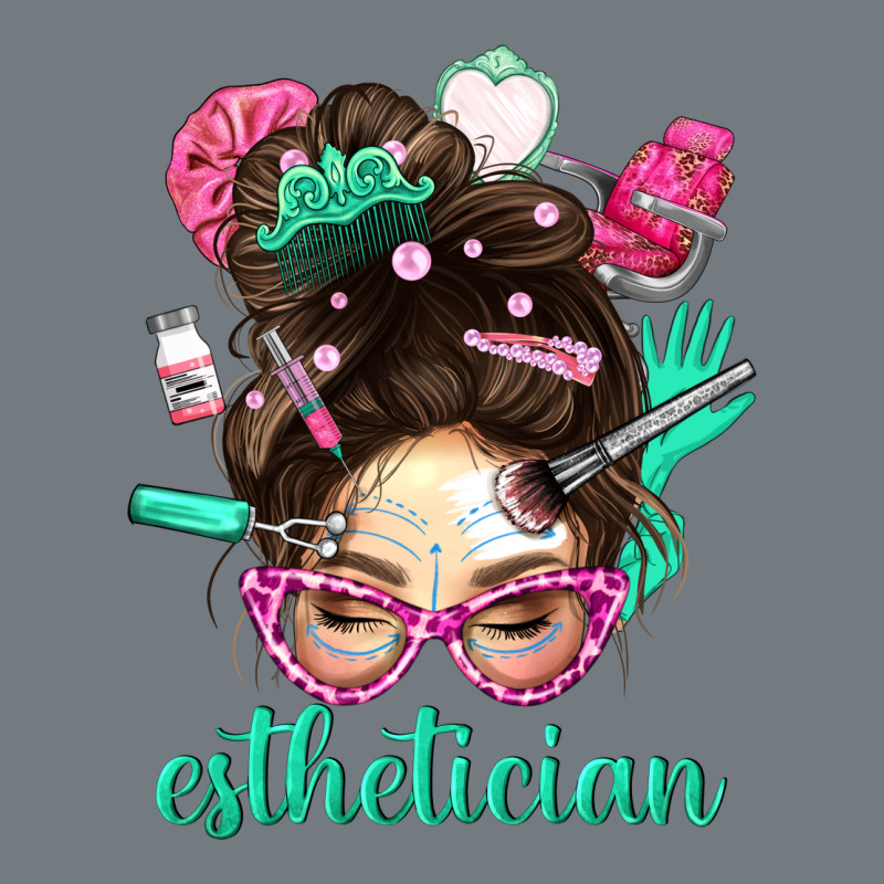 Esthetician Messy Bun With Pink Leopard Glasses Bbs Heavyweight Sweatshirt by BundleAndBundleShop | Teevron