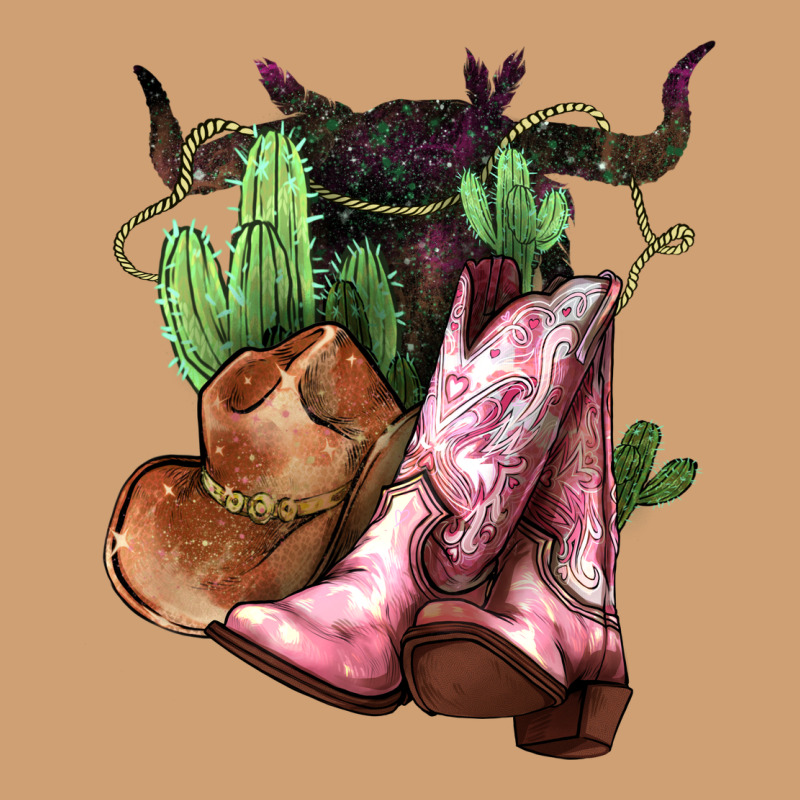 Cowgirl Boots Hat Horns Cactus Vintage Tee by NancyCooperArtShop | Teevron