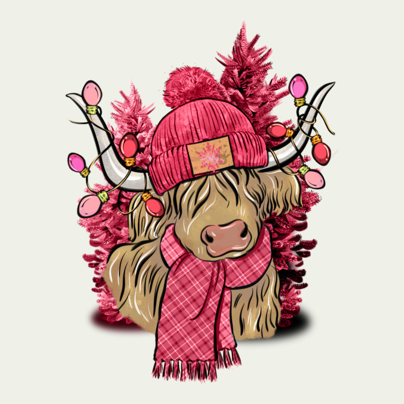Pink Winter Long Haired Cow Urban Heavy Tee by NancyCooperArtShop | Teevron