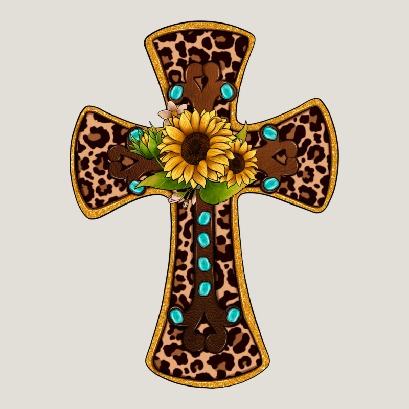 Leopard Gemstone Sunflower Cross Heavy Core Tee by JahusDesignShop | Teevron