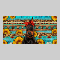 Doberman With Sunflowers License Plate Premium Tee | Teevron