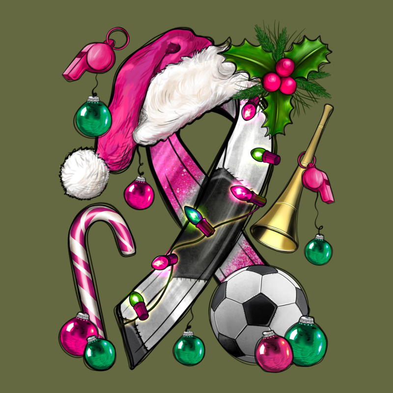 Pink Christmas Breast Cancer Ribbon Soccer Long Sleeve Tee by BundleAndBundleShop | Teevron