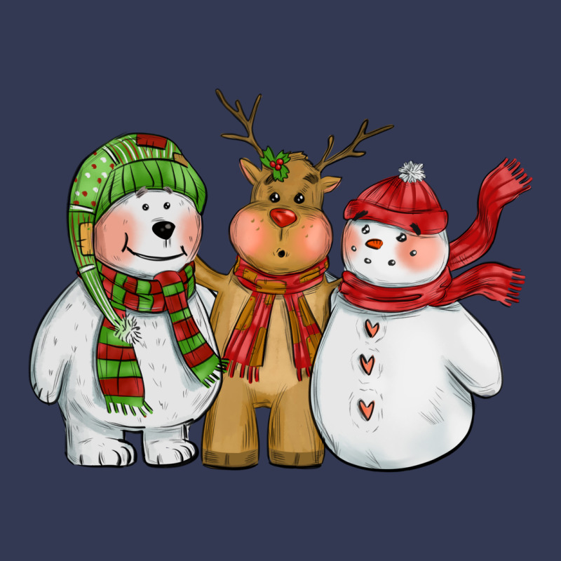 Christmas Polar Bear Reindeer And Snowman Heavyweight Hoodie by CowGirlArtShop | Teevron