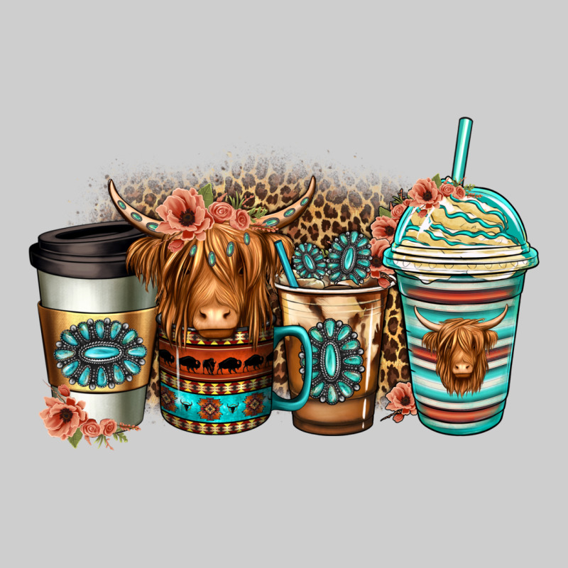Serape Floral Longhaired Cow Coffee Cups Premium Tee by Jasminsmagicworld | Teevron