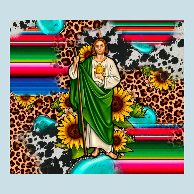 San Judas Leopard Cowhide Gemstone Ladies Tee by JahusDesignShop | Teevron
