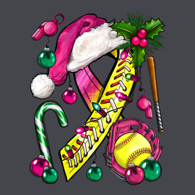 Pink Christmas Breast Cancer Ribbon Softball Long Sleeve Tee by BundleAndBundleShop | Teevron