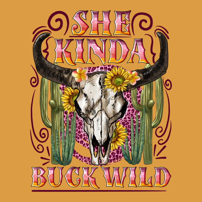 She Kinda Buck Wild With Bull Skull Urban Heavy Tee by NancyCooperArtShop | Teevron