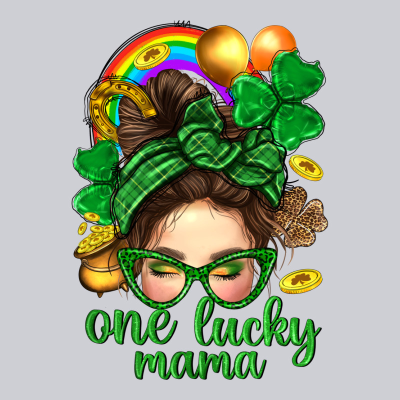St. Patrick Messy Bun One Luck Mama With Clover Heavyweight Sweatshirt by BundleAndBundleShop | Teevron