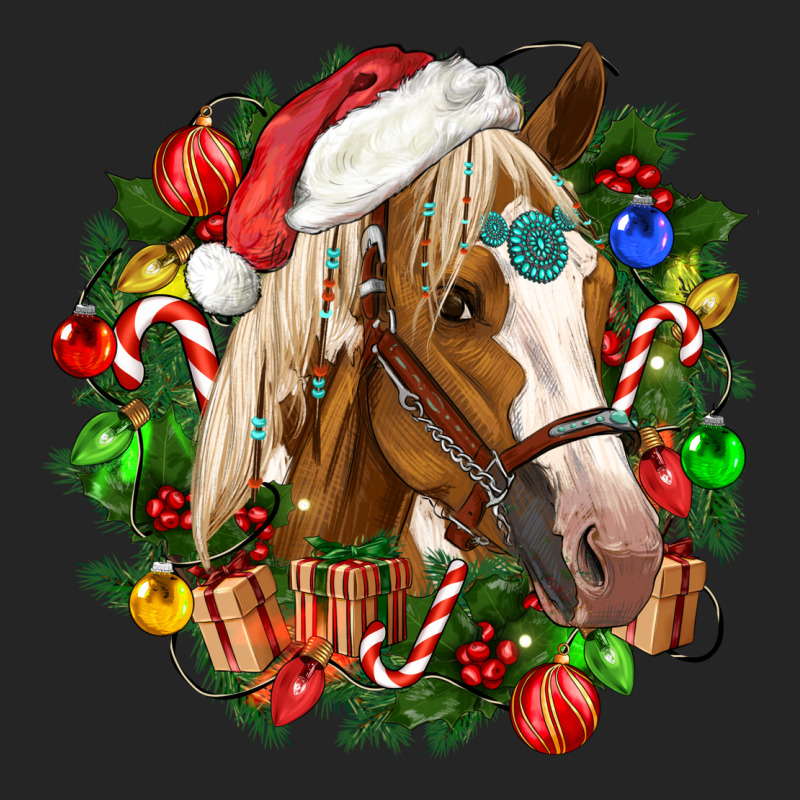 Horse Christmas Wreath Premium Hoodie by CowGirlArtShop | Teevron