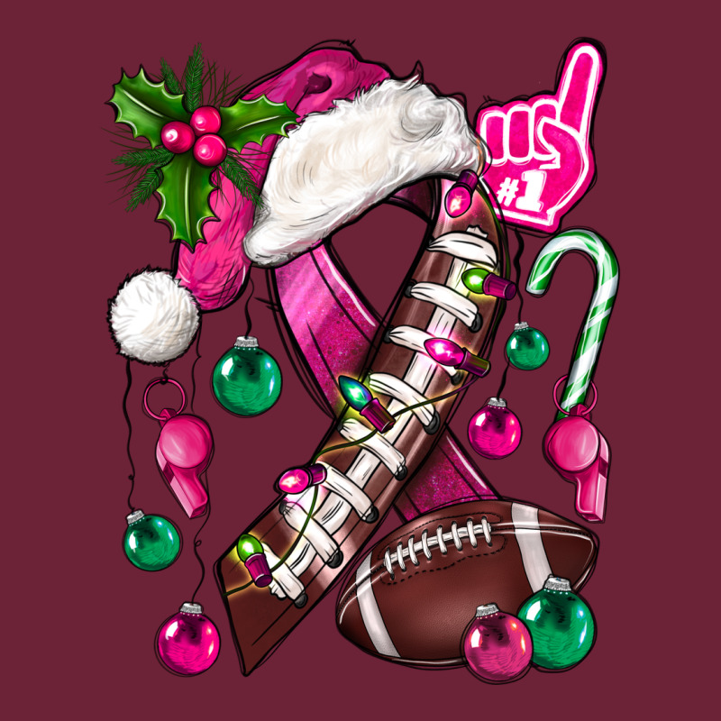 Pink Christmas Breast Cancer Ribbon Football Long Sleeve Tee by BundleAndBundleShop | Teevron