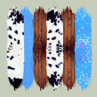 Western Farm Life Cowhide Wood Blue Glitter Brush Stroke Ladies Tee | Teevron