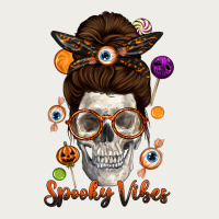 Spooky Vibes Skull Messy Bun Zipper Hoodie | Teevron
