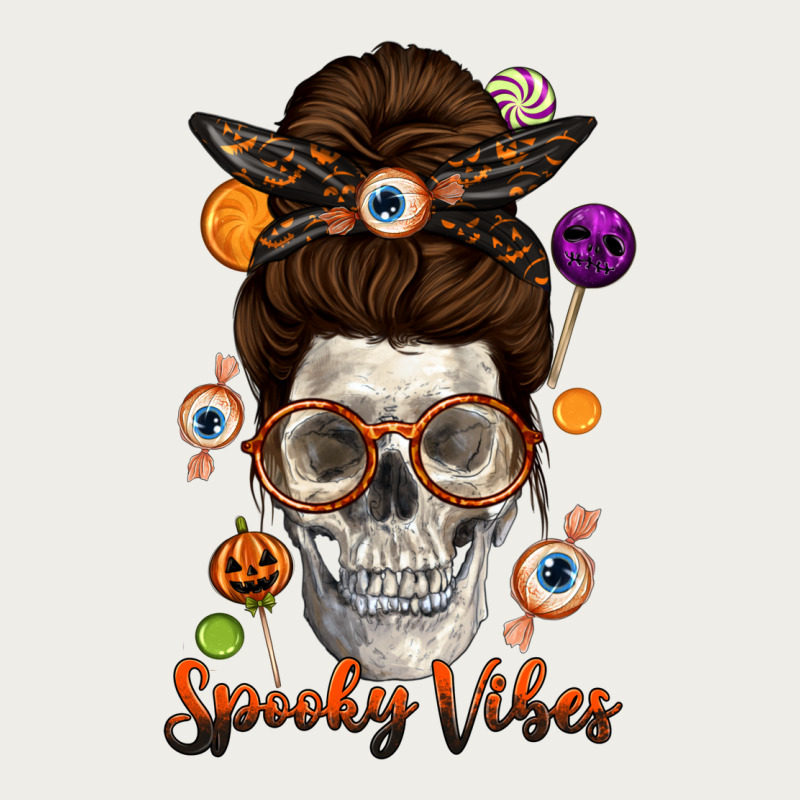 Spooky Vibes Skull Messy Bun Zipper Hoodie by texasbilliewilder | Teevron