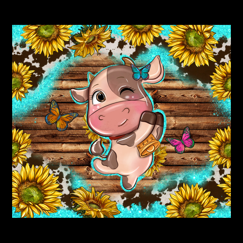 Western Cute Cow With Sunflower Urban Heavy Tee by NancyCooperArtShop | Teevron