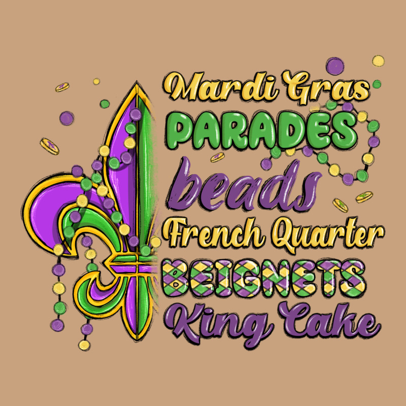 Mardi Gras Parades Beads French Quarter Beignets K Vintage Tee by MaliasSmallBusiness | Teevron