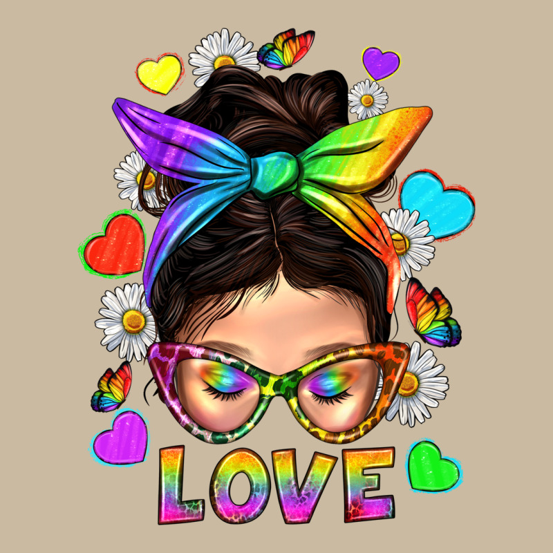 Lgbtq+ Messy Bun Mum Love With Hearts Long Sleeve Tee by BundleAndBundleShop | Teevron
