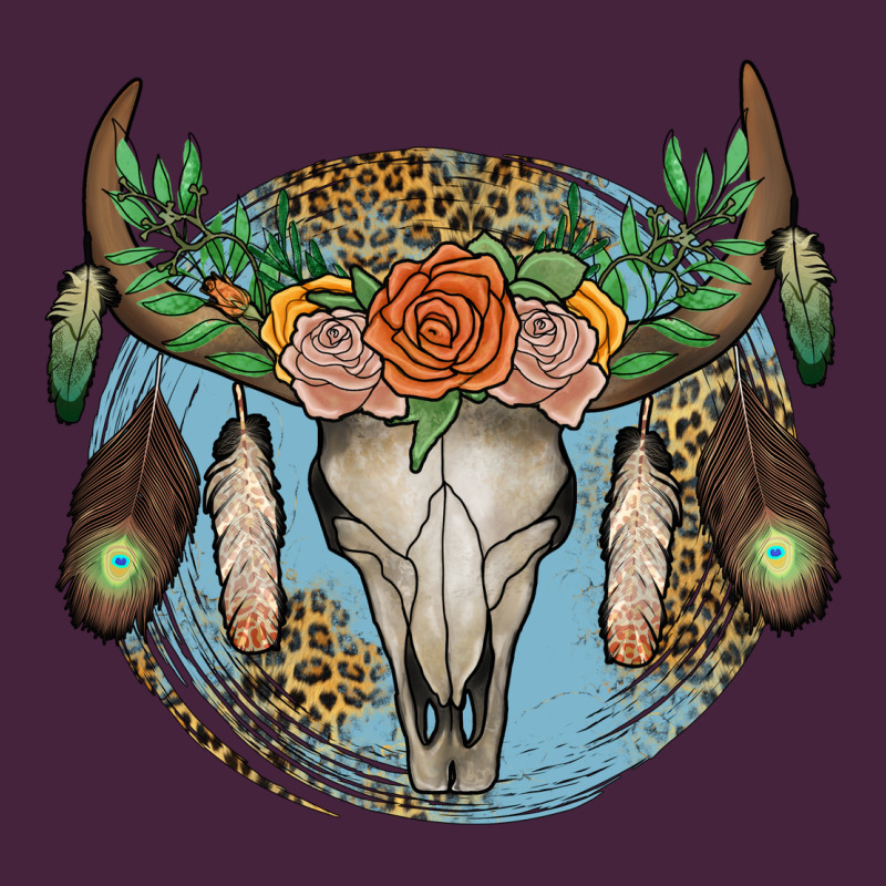 Floral Feather Bull Skull Long Sleeve Tee by JahusDesignShop | Teevron