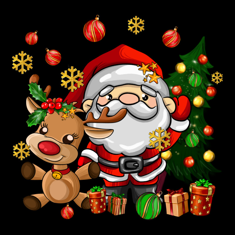 Santa And Reindeer Ladies Tee by AdoDesignShop | Teevron