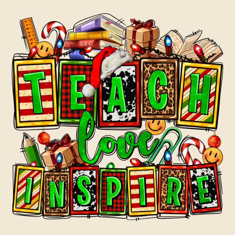Teach Love Inspire With Christmas And Teacher Elements Premium Tee by AdoDesignShop | Teevron