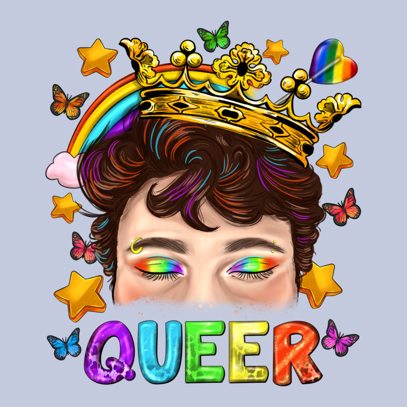 Lgbtq+ Queer Portrait With Crown And Rainbow Long Sleeve Tee by BundleAndBundleShop | Teevron