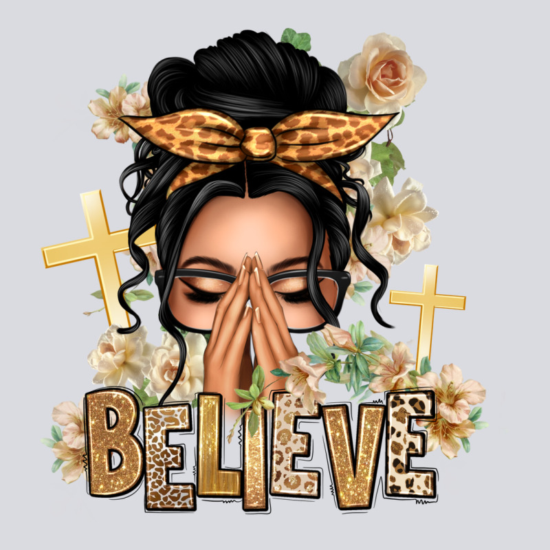 Black Hair Believe Praying Caucasian Messy Bun Zipper Hoodie by texasbilliewilder | Teevron