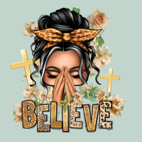 Gray Hair Believe Praying Caucasian Messy Bun Zipper Hoodie | Teevron