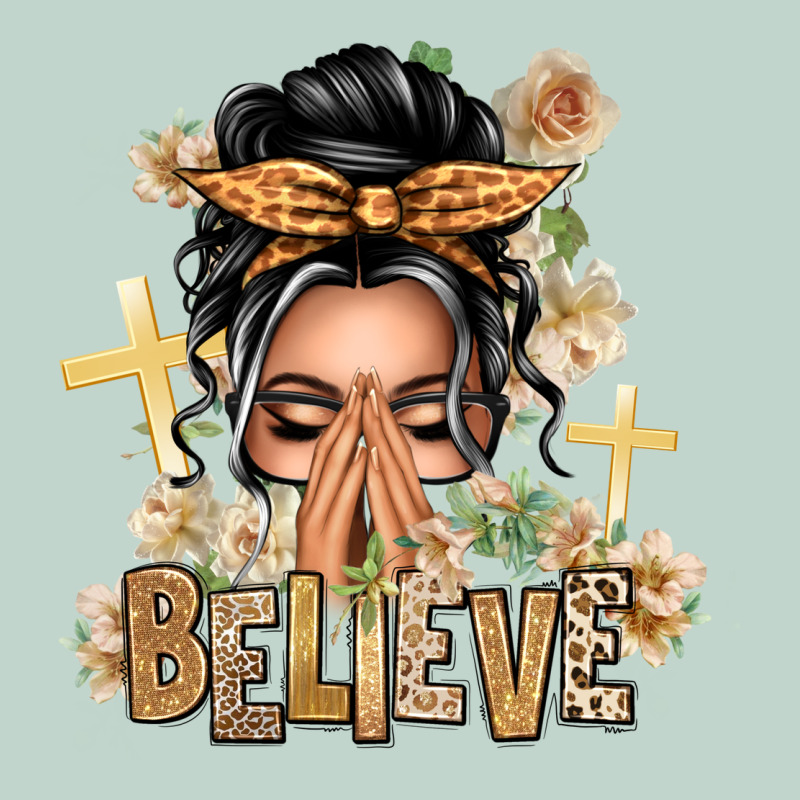 Gray Hair Believe Praying Caucasian Messy Bun Zipper Hoodie by texasbilliewilder | Teevron