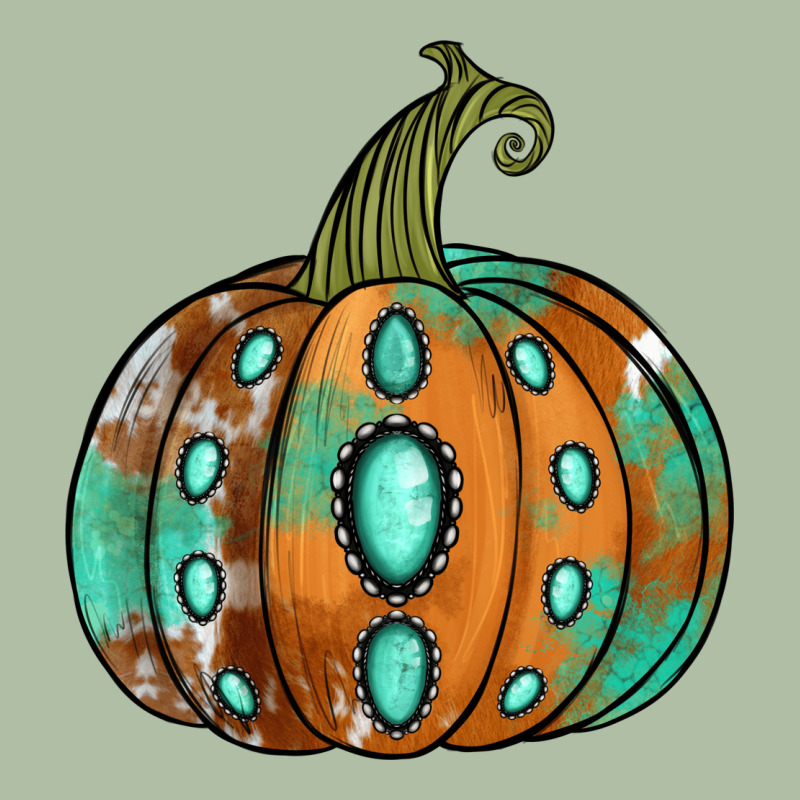 Western Cowhide Turquoise Pumpkin Urban Heavy Tee by NancyCooperArtShop | Teevron