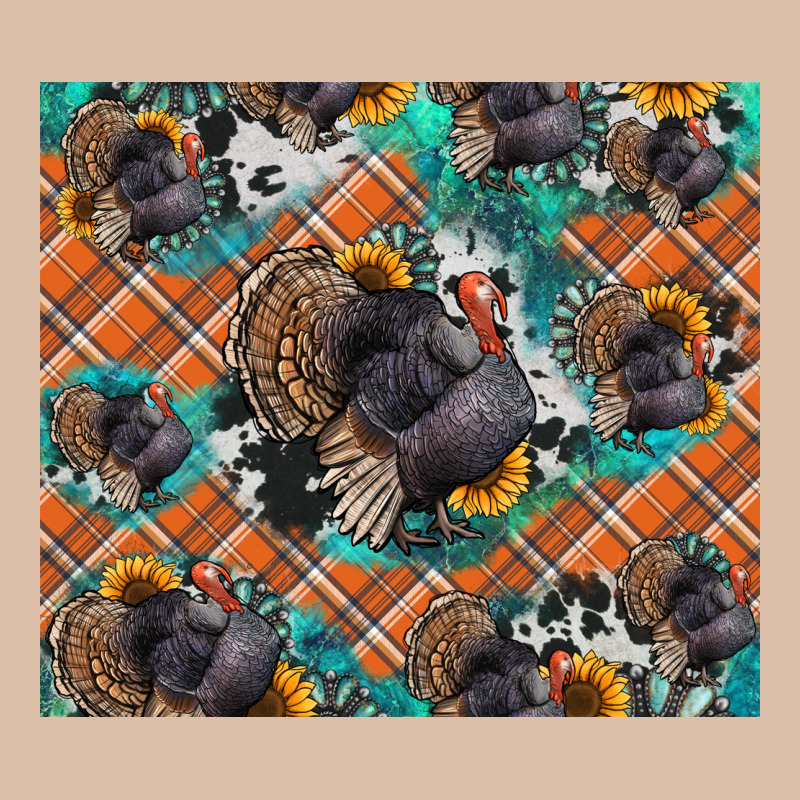 Thanksgiving Turkey Sunflower Turquoise Urban Heavy Tee by NancyCooperArtShop | Teevron