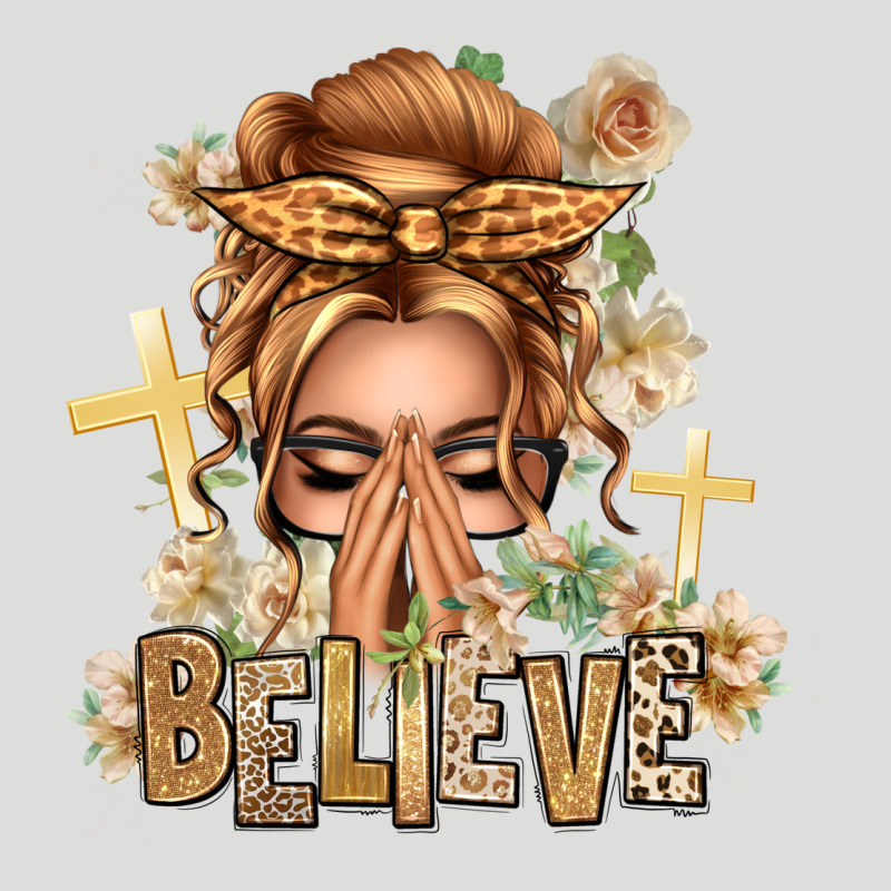 Blonde Hair Believe Praying Caucasian Messy Bun Zipper Hoodie by texasbilliewilder | Teevron