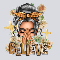 Silver White Believe Praying Caucasian Messy Bun Zipper Hoodie | Teevron
