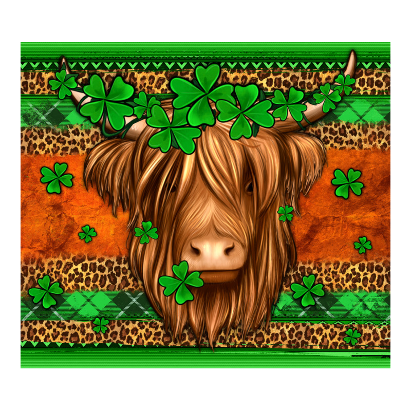 St Patricks Day Long Haired Cow Premium Tee by Jasminsmagicworld | Teevron