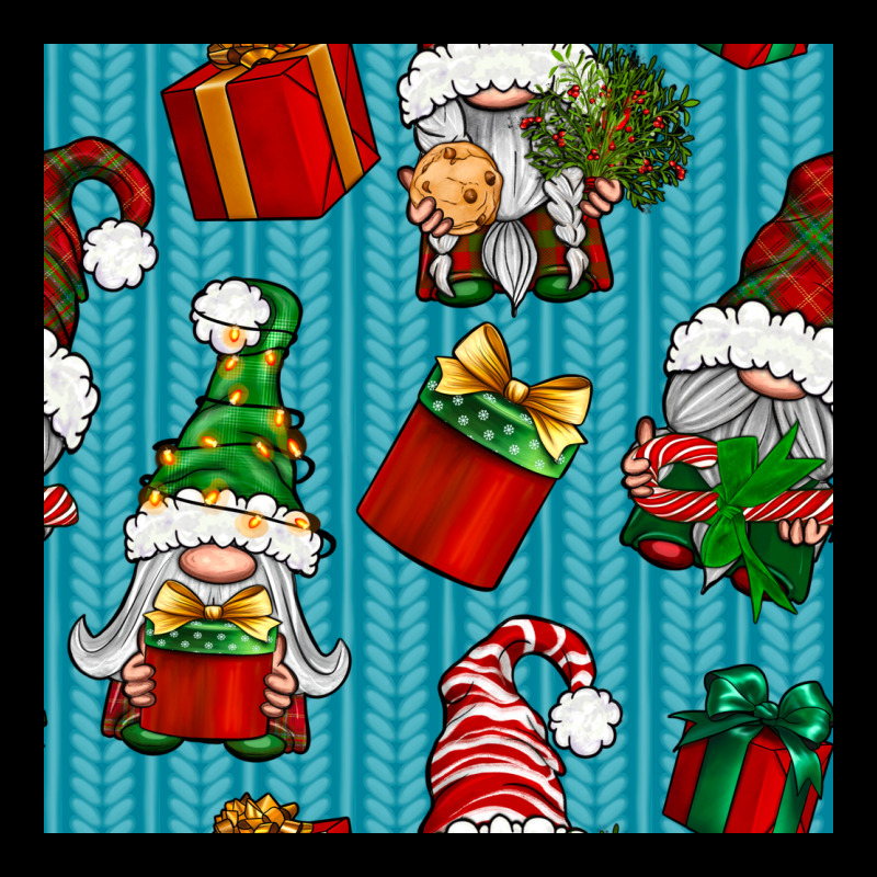 Christmas Gnomes And Gift Box Seamless Pattern Ladies Tee by BundleAndBundleShop | Teevron