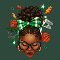 Afro Messy Bun Basketball Green Bow Zipper Hoodie | Teevron