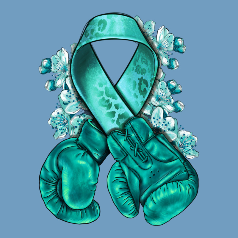 Ovarian Cancer Teal Ribbon With Boxing Gloves Urban Heavy Tee by NancyCooperArtShop | Teevron