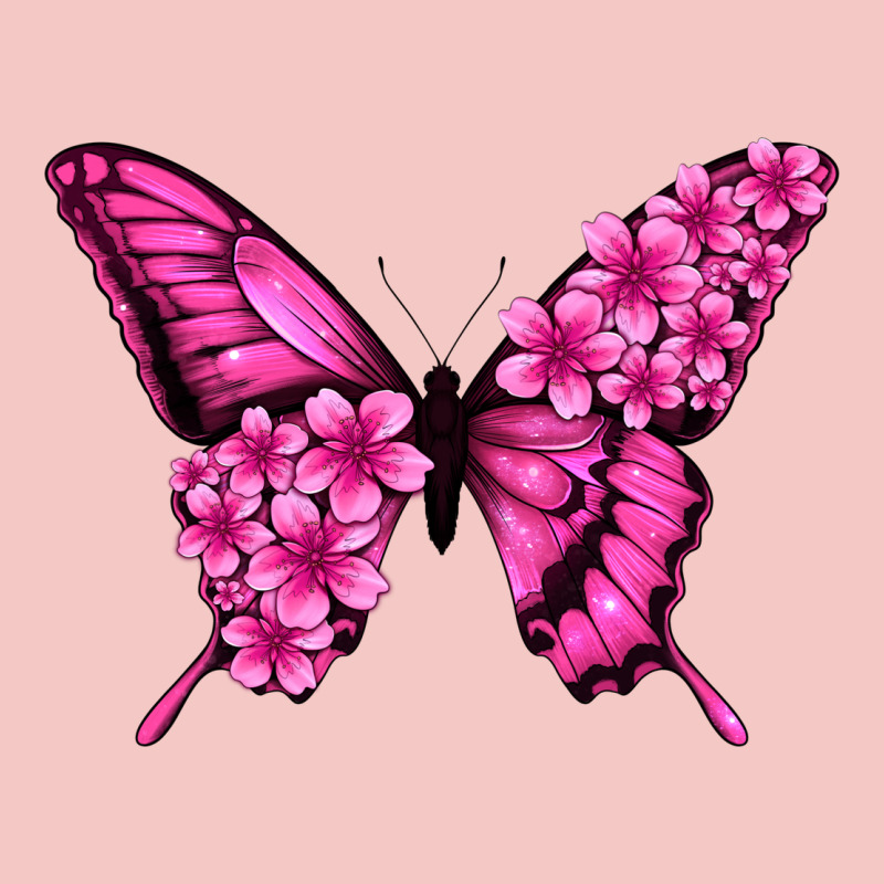 Floral Pink Butterfly Urban Heavy Tee by NancyCooperArtShop | Teevron