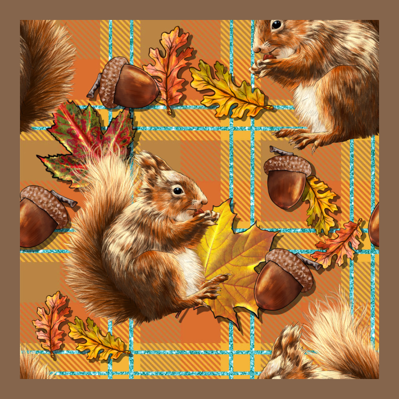 Fall Squirrel And Plaid Seamless Premium Tee by BundleAndBundleShop | Teevron