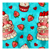 Valentines Day Cake And Strawberries Seamless Pattern Ladies Tee | Teevron