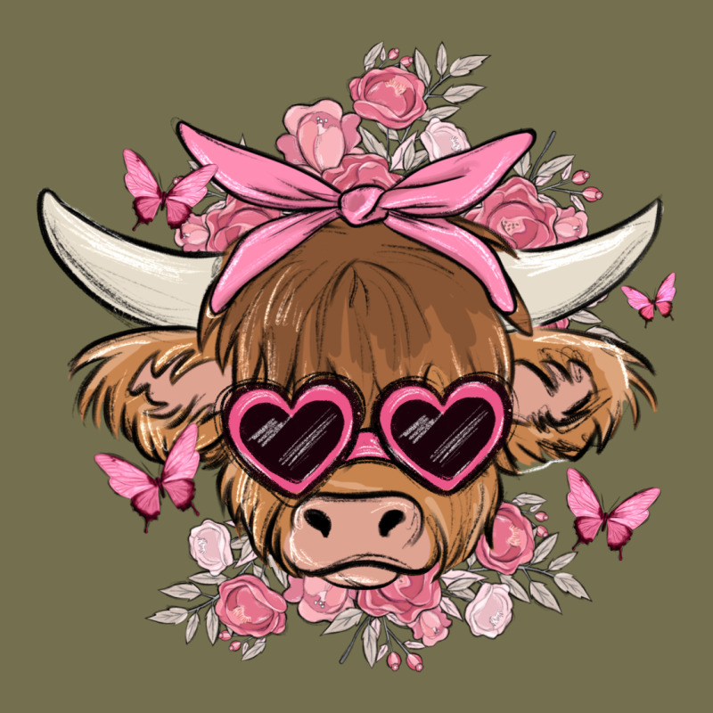 Cow With Flowers And Butterflies Vintage Hoodie by MaliasSmallBusiness | Teevron