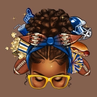 Blue And Gold American Football Afro Messy Bun Zipper Hoodie | Teevron