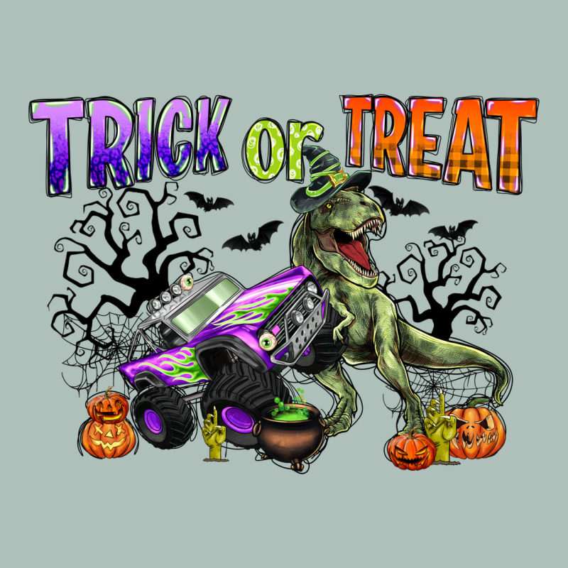 Trick Or Treat With Monster Truck And T Rex Heavyweight Hoodie by CowGirlArtShop | Teevron