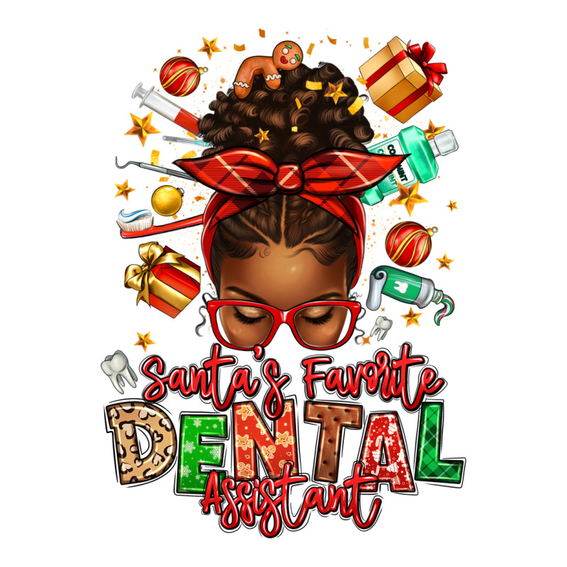 Santa's Favorite Dental Assistant Afro Messy Bun Zipper Hoodie by texasbilliewilder | Teevron