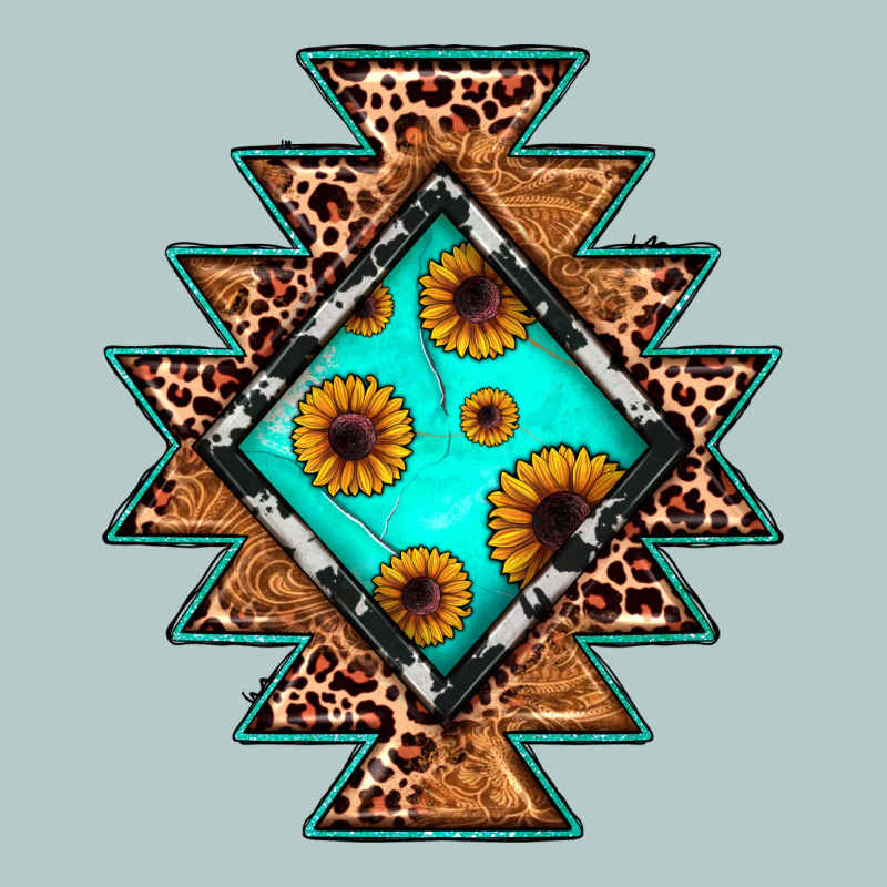 Aztec Leopard Turquoise Sunflower Heavy Core Tee by JahusDesignShop | Teevron