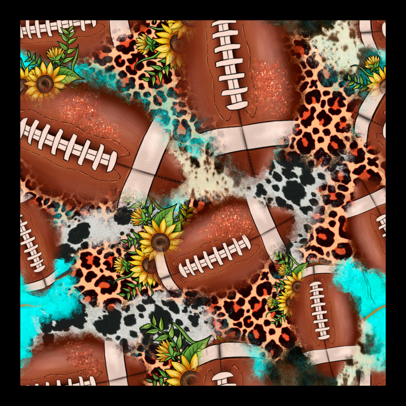 Football Leopard Turquoise Cowhide Sunflower Seamless Pattern Ladies Tee by JahusDesignShop | Teevron